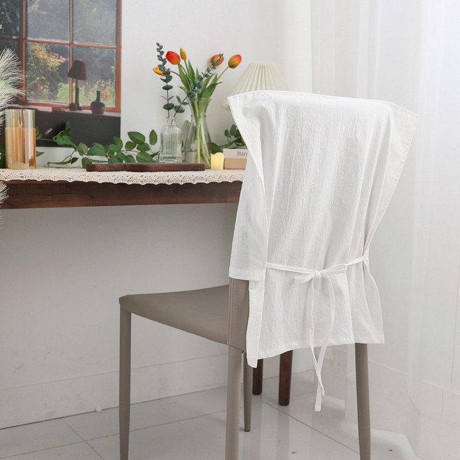케이트가든 자체제작 린넨 패브릭 식탁 의자 커버 2P, 2개, 패브릭-화이트