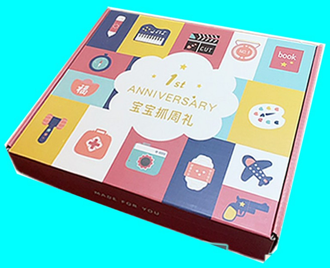 寶寶抓周禮盒 16款造型道具磁鐵 出生信息卡, 1個, 男寶寶抓周禮盒, 藍色