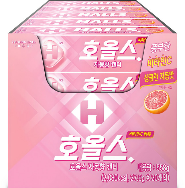 HALLS 葡萄柚涼糖, 27.9g, 20條