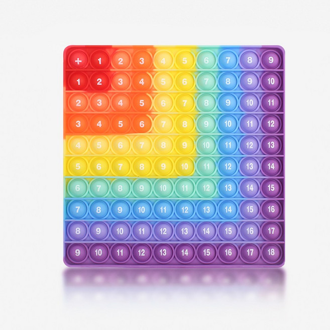 푸쉬팝 양면 곱셈 덧셈 중형 9단 수배열 수세기 수교구 스트레스해소 장난감 팝잇 뽁뽁이, 푸쉬팝곱셈덧셈-중형, 1개
