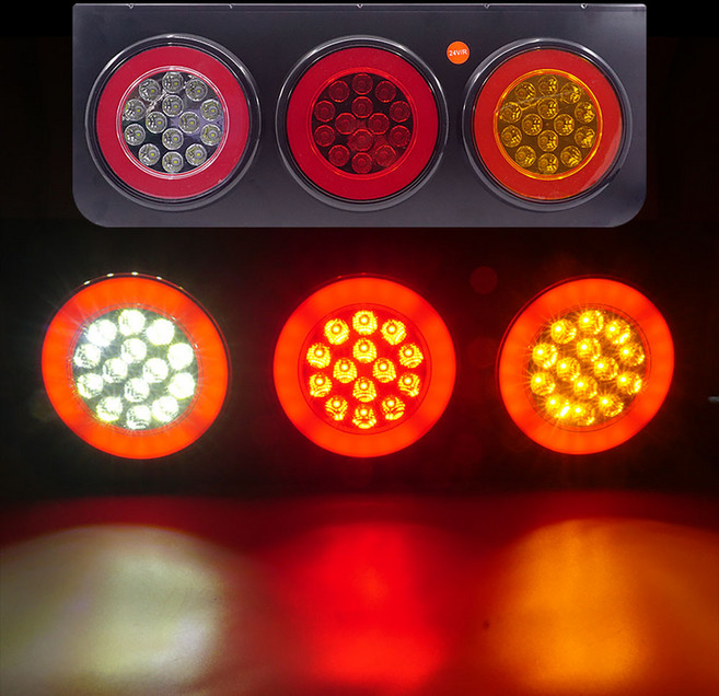 삼항LED [C-012] 24V 사각 3구 LED테일램프 차량 1대분 / 2개 1세트 / 데루등 후미등, 1개, S25