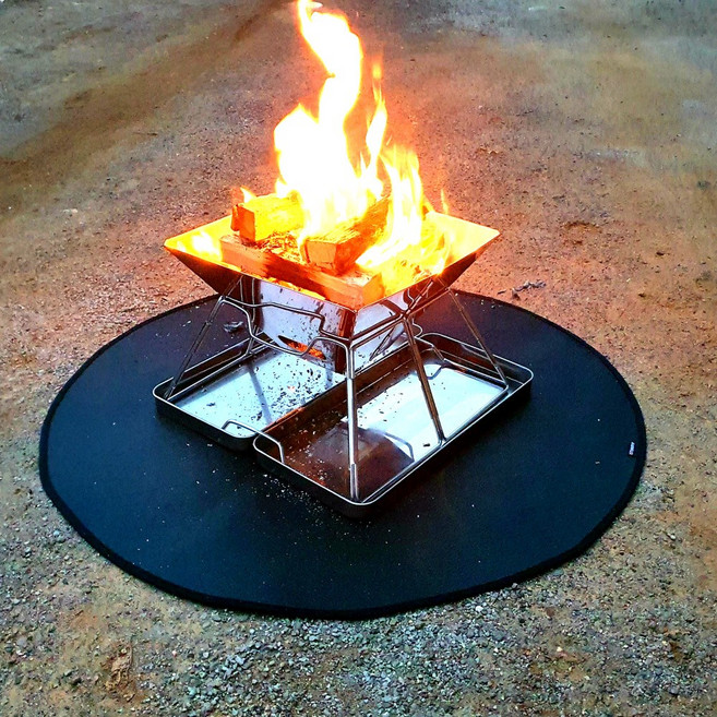 라온플렉스 캠핑 방염매트 방염포 등유 난로 매트 화로대 바베큐 그릴 방열 시트 원형 실리콘 코팅, 블랙 원형 M, 1개