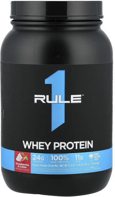 새해 건강을 선물하세요 Rule One Proteins 유청 단백질 딸기 & 크림 905g(1.99lb) 특별관리진행, 1, 905g - 쿠팡