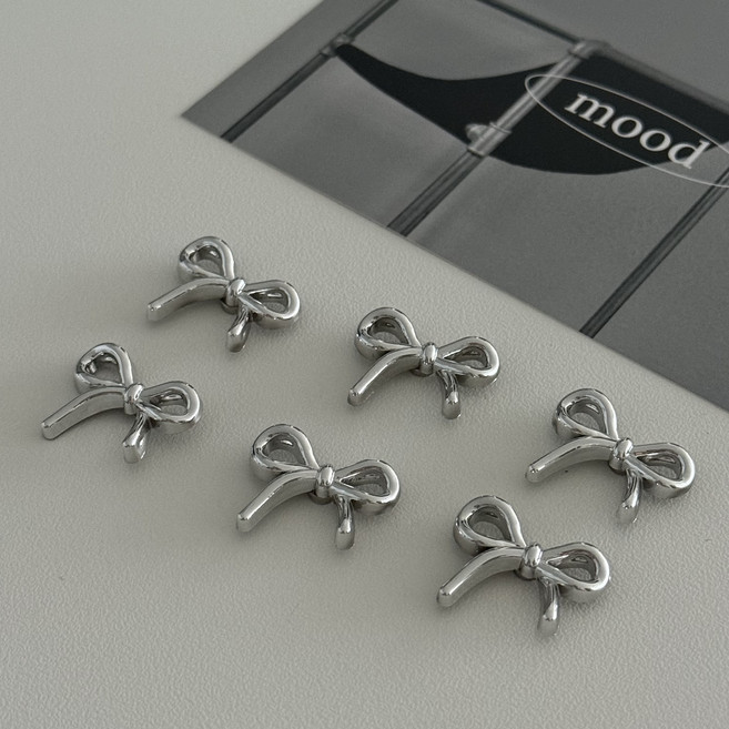 해피니스데이 감성 실버 리본 마그넷 냉장고 네오디움 자석 (6p), 실버 리본 6p