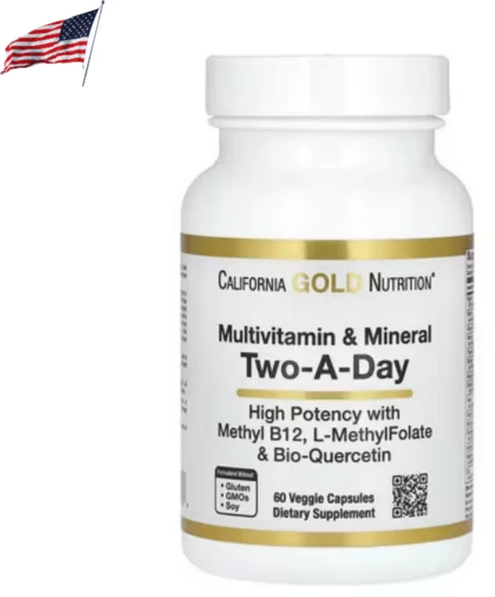 캘리포니아골드 뉴트리션 투어데이 멀티비타민 미네랄 퀘르세틴 60캡슐, 1개, 60정 - 쿠팡