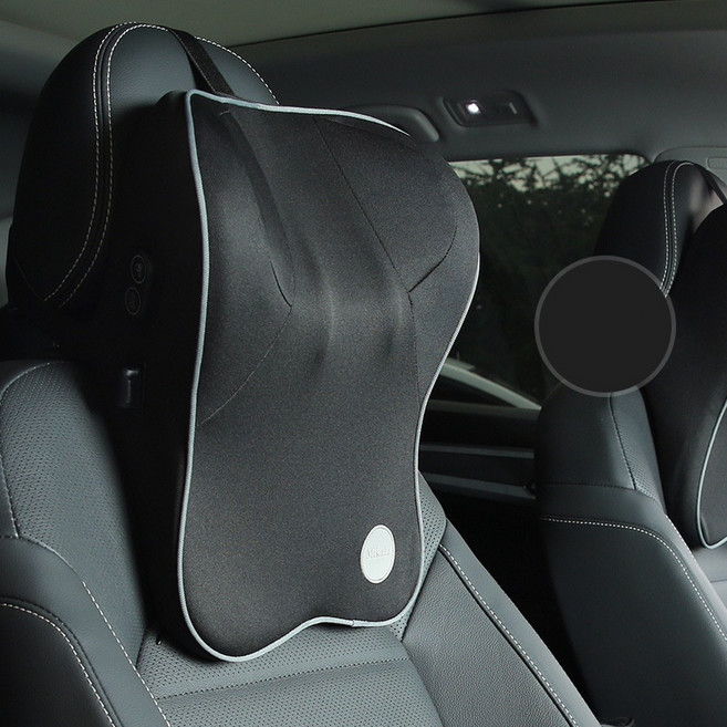 Ez2mk 사계절 통기성 차량용 메모리폼 목쿠션 MS-590, 블랙, 1개