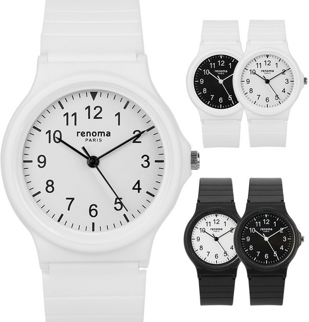 renoma 레노마 남녀공용 학생 수능 시험 저소음 아날로그 우레탄 러버시계 RE6000