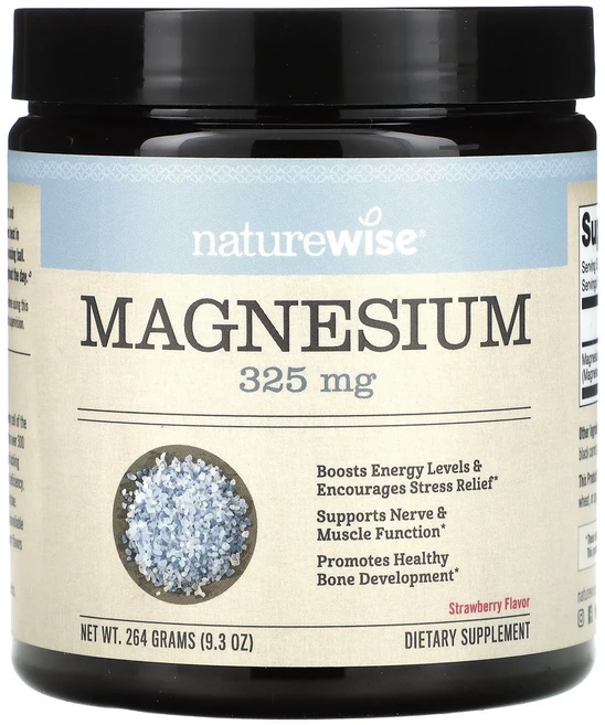 NatureWise Magnesium Strawberry 325 mg 9.3 oz 264 g, NatureWise, Magnesium, Strawbe, 1개, 264g - 쿠팡