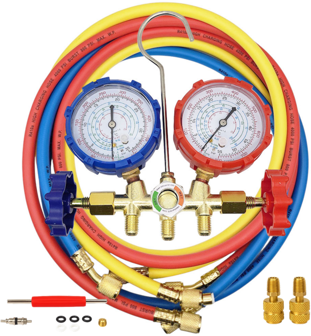 윈프로 R410a R22 에어컨 냉매 충전 매니폴드 게이지 호스 1.5M, 1세트