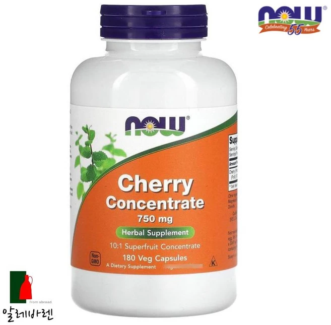 나우푸드 체리 750mg 베지 캡슐, 1개, 180정 - 쿠팡