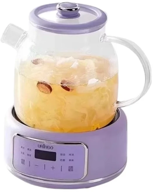 두꺼운 고 붕규산 유리 전기 건강 냄비 차 메이커 주전자 예약 따뜻하게 220v 1.2L 800w, 01 보라색