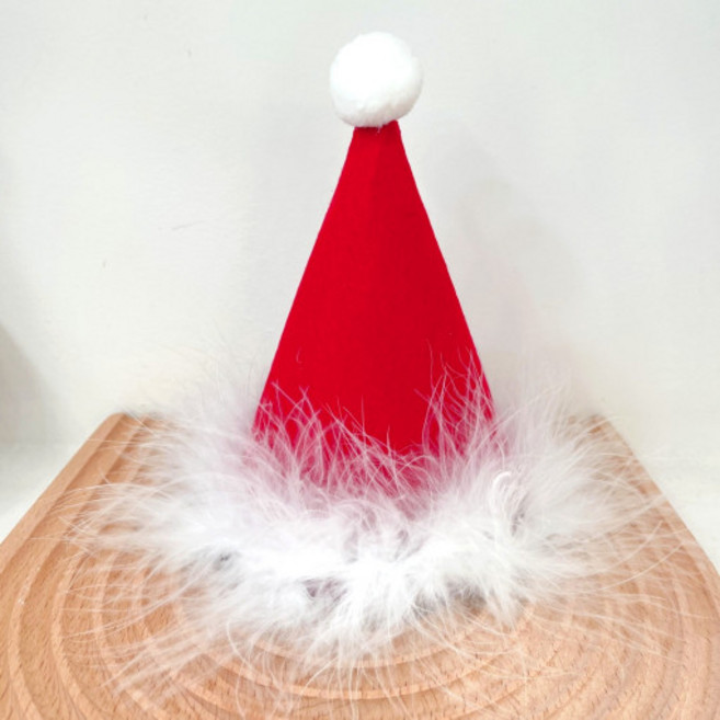레드 깃털 파티햇 크리스마스 산타 모자