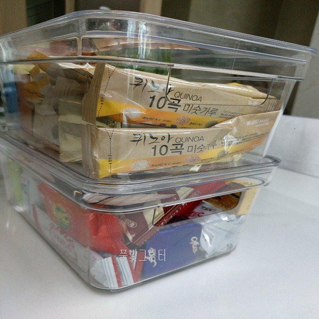 투명 뚜껑형 직사각 수납함 리빙박스 간식정리함 1개_풀빛그림터, 1개, 1개