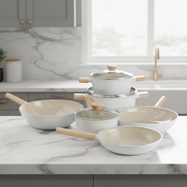 로얄스타 KU 인덕션 겸용 세라믹 코팅 냄비 팬 6종세트 (18cm편수+20cm양수+24cm곰솥+24cm후+28cm후+28cm궁), 기본, 1개