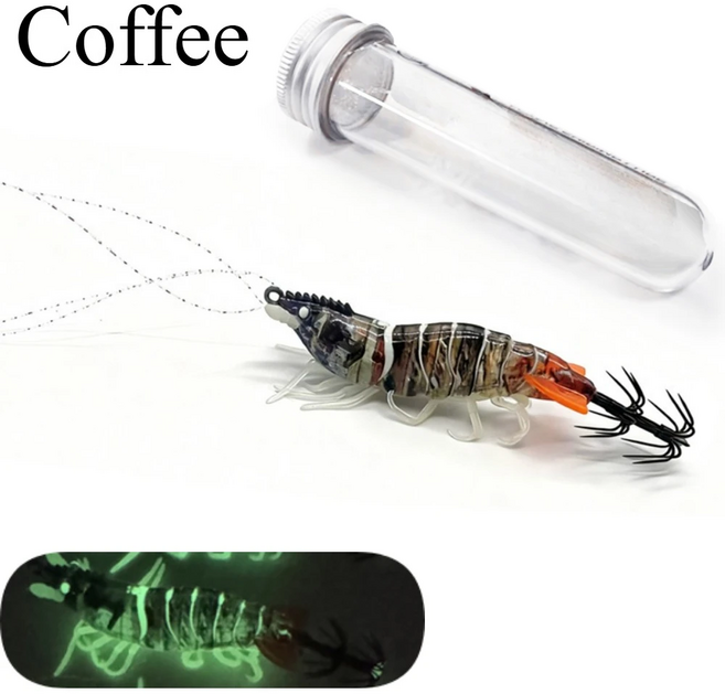 수평에기 8cm 1.8호갑오징어 주꾸미 한치 낚시 루어 세트 6g 리얼 생새우 소프트 실리콘 야광 축광 UV 케이무라 특불론 바늘 밸런스 스테 무늬오징어 전용 대물, Coffee, 1개