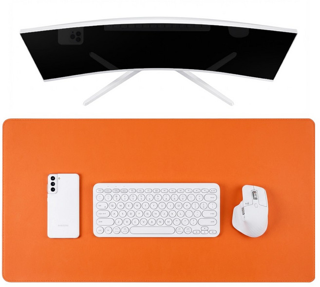 리팟 가죽 데스크 매트 와이드 장패드 마우스패드 논슬립 키보드패드, 오렌지