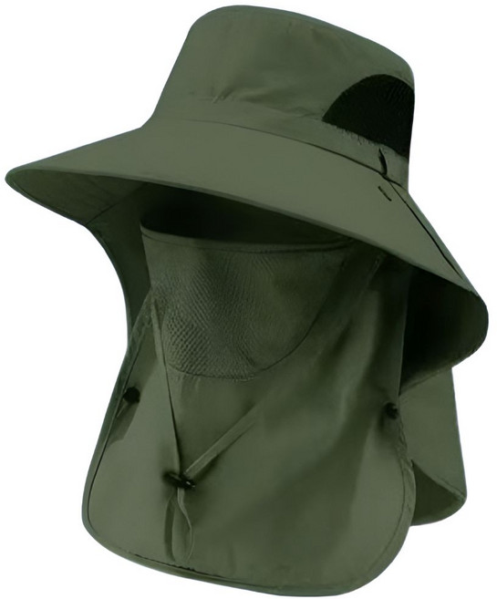 아토 올커버 마스크 모자 햇빛가리개 낚시 등산 스포츠 야외활동 골프 농사 밭일 벌초 자외선차단 일체형 선캡, 1개, 그린