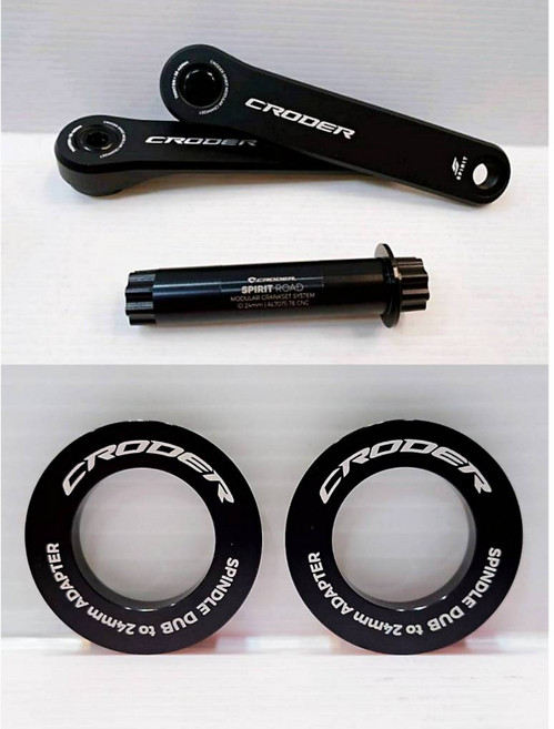 CRODER SPIRIT 曲柄腿組*1 24MM中軸*1 DUB TO 24mm 轉接座*1 SRAM AXS 12S, 曲柄組+中軸+DUB TO 24轉接座,150mm, 1個