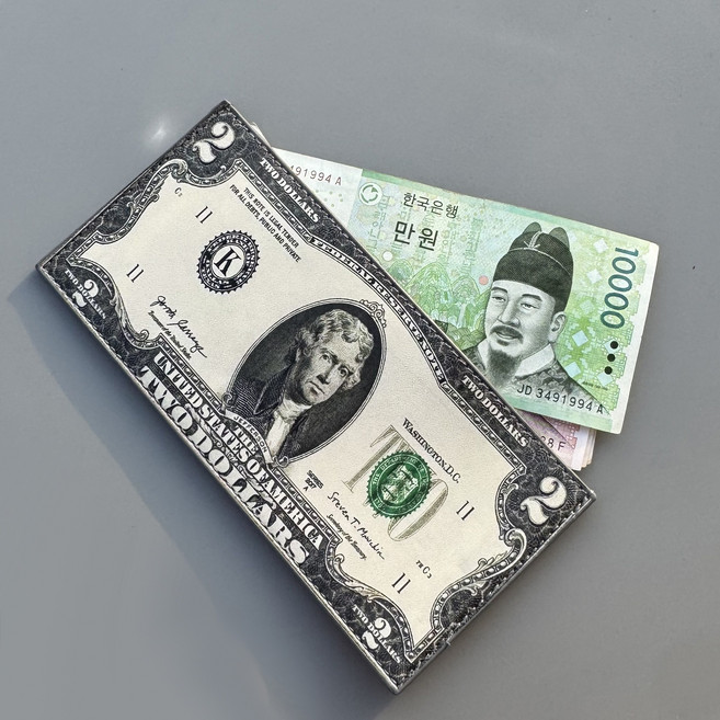 골프선물세트 필드 라운딩 골프내기지갑 머니클럽 돈 지폐 견량 캐디 버디나비, 5개, 행운의2달러