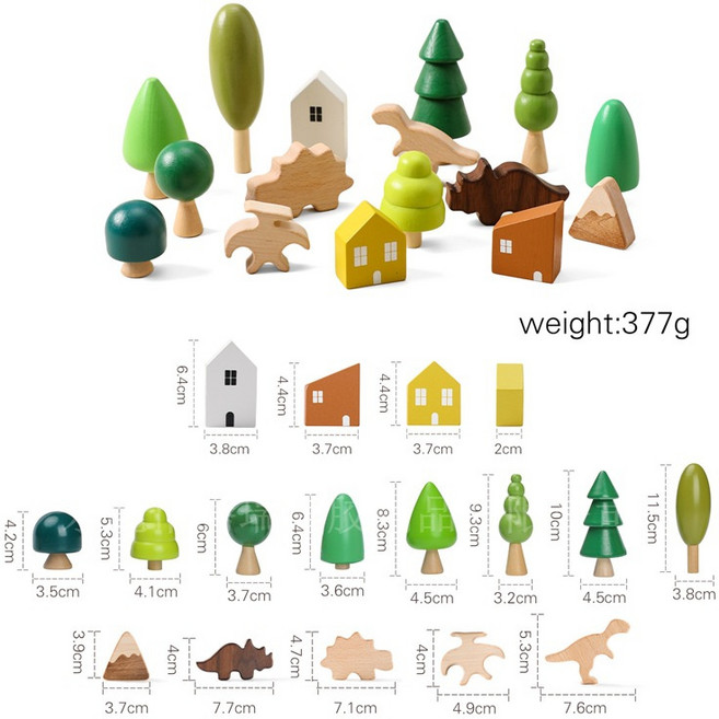 兒童實木疊疊樂早教認知玩具 ins風積木質動物堆疊平衡木益智玩具, 1個, 木質森林恐龍擺件:見色卡