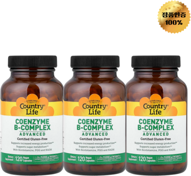 2+1 컨트리라이프 코엔자임 B복합체 어드밴스드 비건 캡슐 120정, 3개
