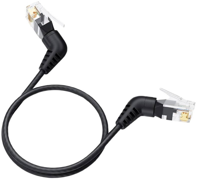 Cat6a 10Gbps 極速電競網路線 彎頭旋轉設計 RJ45 網線 (黑) [台灣24H快速出貨], 1個, 3M