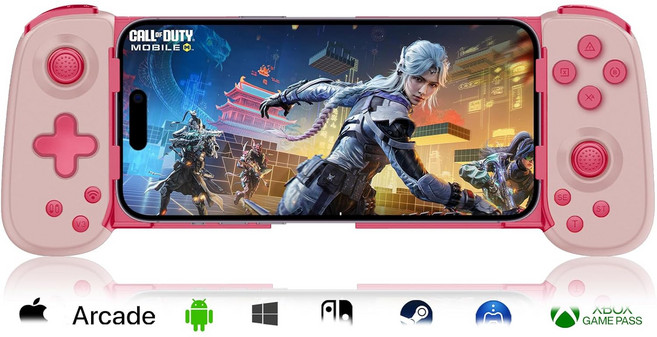 161514 S242322안드로이드 폰태블릿 Xbox 클라우드 게임용 무선 게임패드PS 원격 플레이콜 오브 듀티 워존 모바일젠신로블록스디아블로용 아빈 모바일 게임 컨트롤러, 표준 버전(D6), Pink
