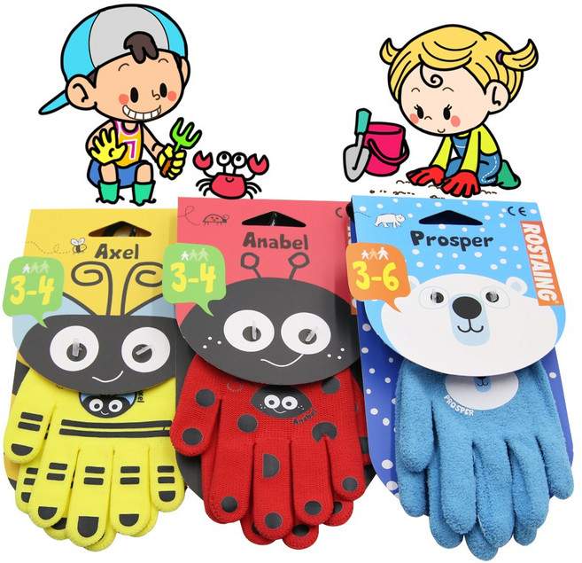 ROSTAING 로스탱 어린이 체험 가드닝 장갑 텃밭 캠핑 원예용, 빨강