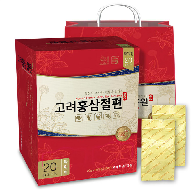 고려홍삼진흥원 고려홍삼절편 타워형 + 쇼핑백, 400g, 1박스