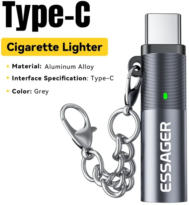 호환 Essager TypeC 미니 소형 담배 라이터 텅스텐 와이어 충전 없이 안전하고 에너지 절약을 불어 비행기, 01 Grey