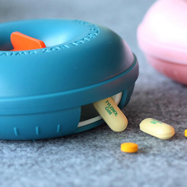 아트박스/피에이치 PH 휴대용 원형 도넛 4칸 약통 필케이스 U004, 오렌지, 1개