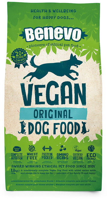 Benevo 倍樂福 Vegan Original 成犬植物性飼料 1.8kg 英國素食認證 低敏配方 呵護敏感體質, 糧食, 1袋