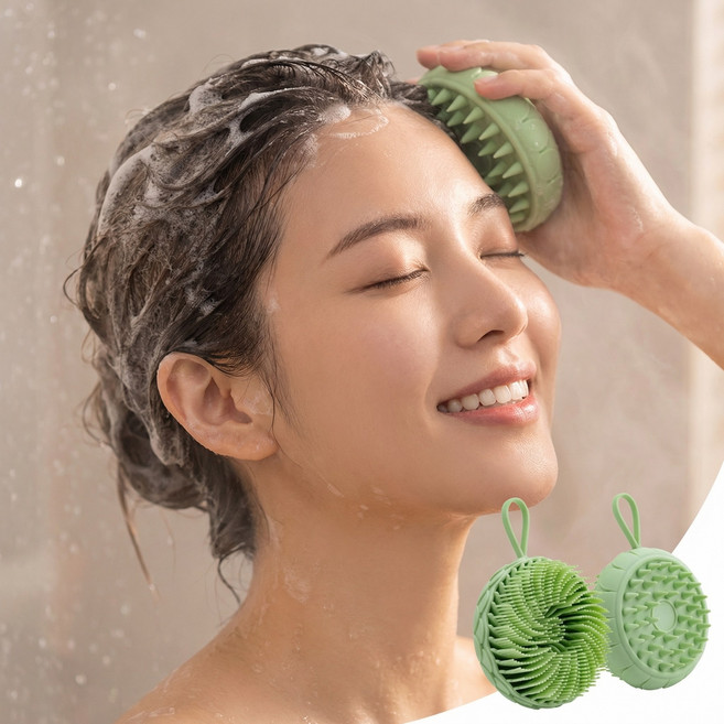 슈나온 시원한 두피 스케일링 마사지 실리콘 샴푸 브러쉬, 1개, 애플 민트