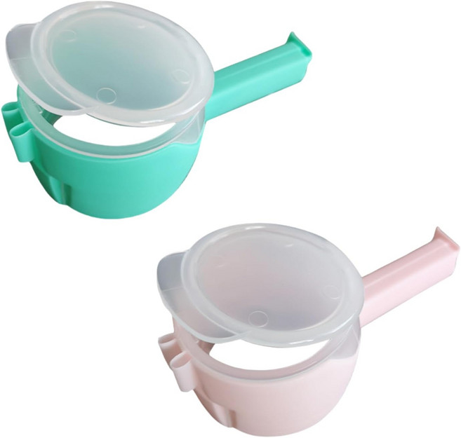 2 녹색 및 분홍색 가방 클립푸어 스파우트 밀봉 쉽게 기울어지고 쏟아지는 주방 수납 정리 액세서리를 위한 보관 클립