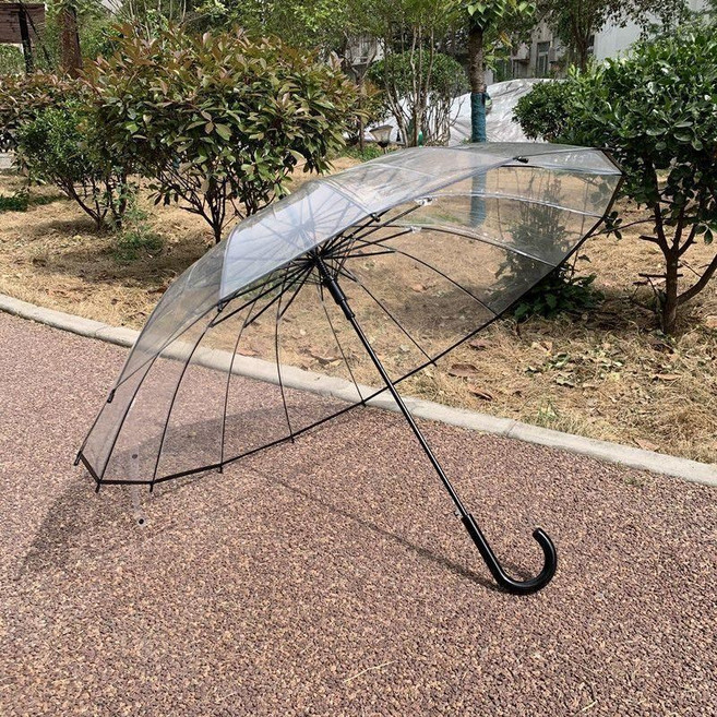 good 版16骨透明傘彎勾自動長柄傘晴雨傘男女通用傘情侶傘抗風傘