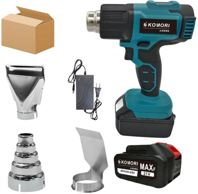 KOMORI 森森機具 無線熱風槍套裝組，適用汽車貼膜、包裝收縮與塑管軟化, 1套