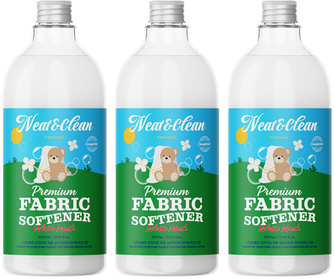 니트앤클린 프리미엄 퍼퓸 섬유유연제 화이트머스크, 3개, 1L