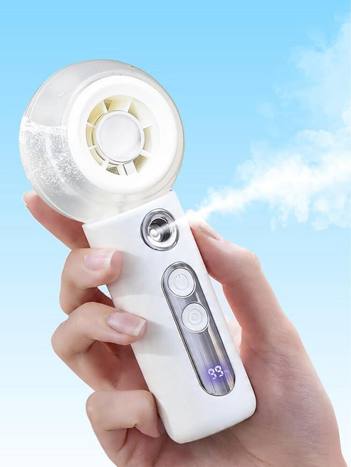 CoolGift Mart Misting Fans Portable Handheld Personal Fan with Water Spray Mini White USB Rechar