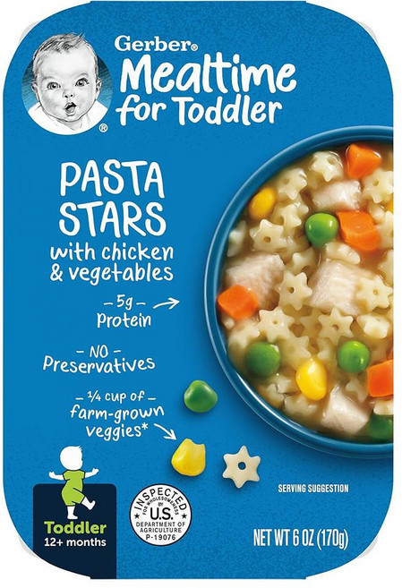 거버 이유식 밀타임 포 토들러 파스타 스타 Gerber Pasta Stars with Chicken & Vegetables, 1개, -, 170g