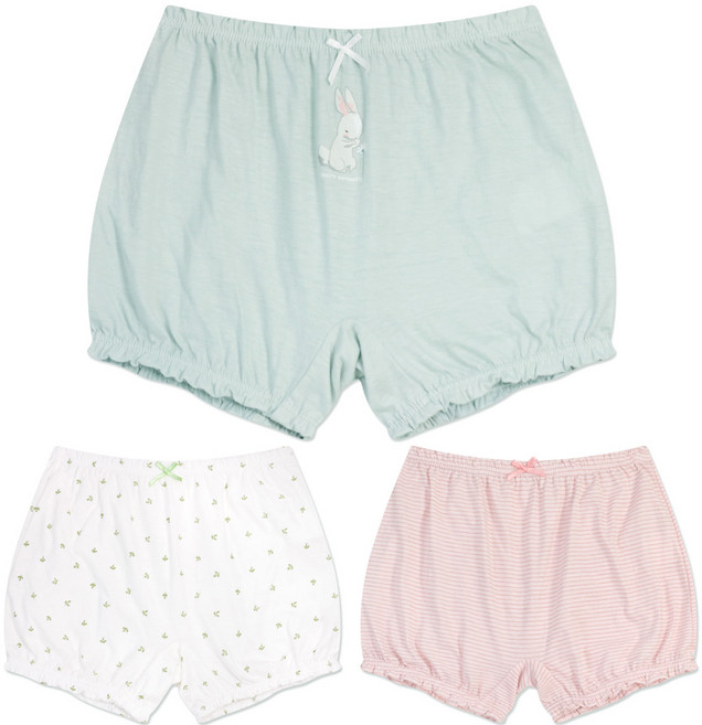 엠알키즈 무형광 순면 100% 포근한 러블리 여아 사각 팬티 3매 세트 RB239