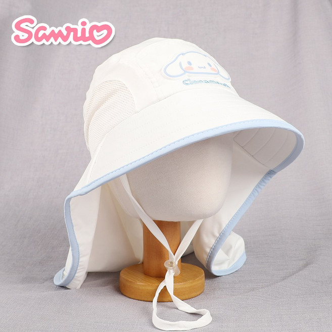산리오 시나모롤 플랩 썬캡 플랩햇 벙거지 예쁜 모자 이쁜 썬햇 넓은챙모자 햇빛가리개 자외선차단 어린이 키즈 여아 초등 아동 선캡 여름 바캉스 물놀이모자 창모자 창넓은모자 선물