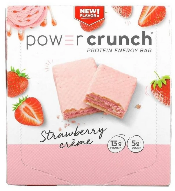 BNRG Power Crunch Protein Energy Bar Strawberry Creme 비엔알지 파워 크런치 프로틴 에너지 바 딸기 크림 12p 480g, 12개 - 쿠팡