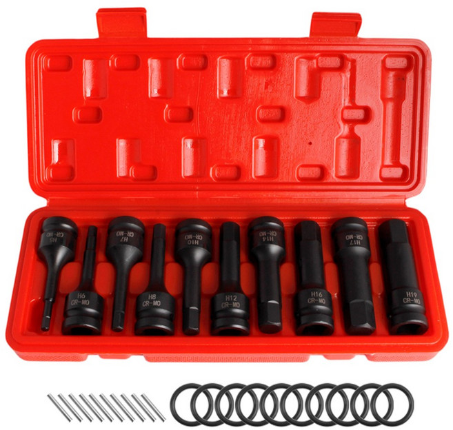 ITL 임팩 헥스 비트 소켓 세트 일체형 육각 5~19mm 1/2 78mm 10PCS, 1개