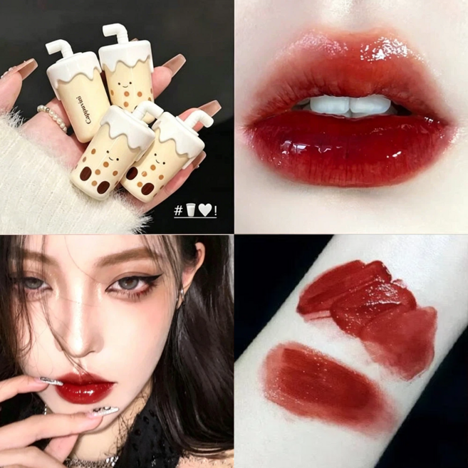 밀크티 모양 글로우 틴트 립타투 틴트 묻지않고 지워지지않는 립스틱 촉촉한 립글로스 안지워지는 틴트 누드립 안지워지는 립스틱1위 여성 립틴트, 1개, 토마토 레드