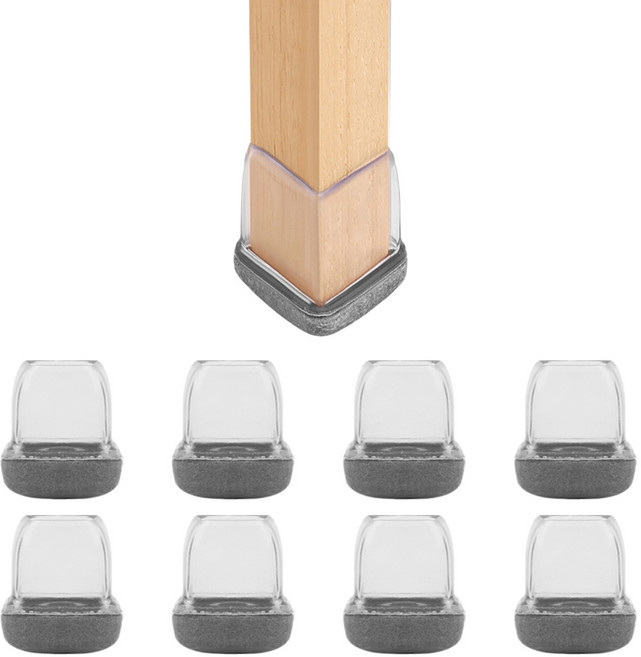 리빙유 고급형 4세대 밤토리 의자 발 커버 TPE 다리 커버, 8개, 사각 그레이