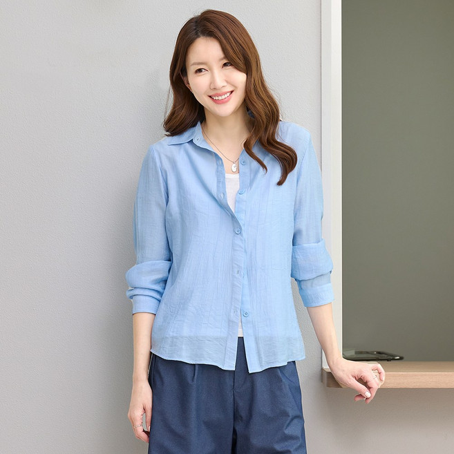 여성용 인견 실크터치 로드 긴팔셔츠 블라우스 빅사이즈