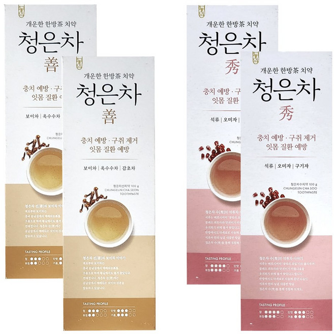 애경 2080 한방차 치약 청은차선 100g x 2개+ 청은차수 100g x 2개, 1개