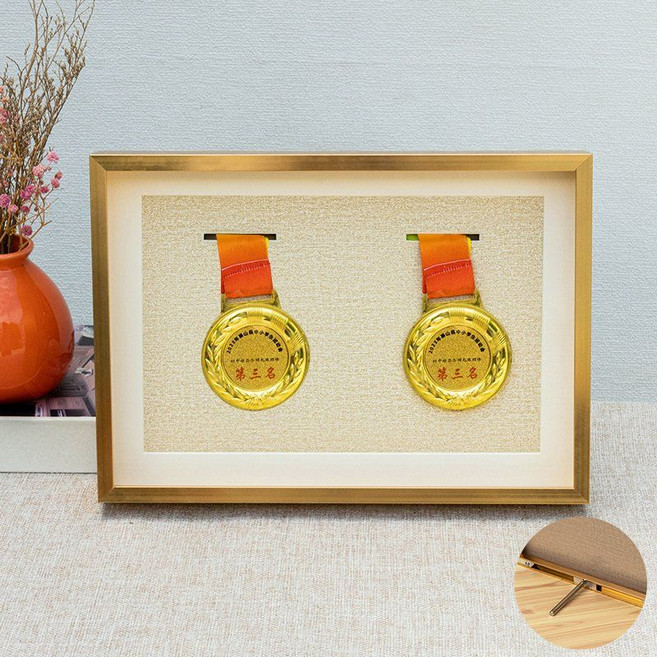 메달 뱃지 훈장 액자형 거치대 보관함 디스플레이 전시 케이스 6.메이플A4(21x29.7cm)2개, 29.알루미늄금A4(21x29.7cm)2개