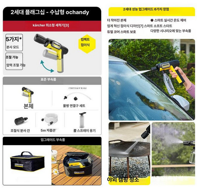 파인라이프 미니고압세척기 카쳐 고압세척기노즐 세차기 생수병, [2세대 플래그십] 보관 OC Handy, 기본 모델명/품번