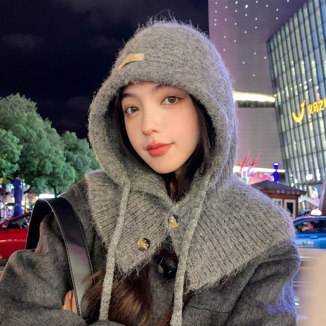 모자 발라클라바 겨울 모자 통합 라파 모자 울 모자 니트 따뜻한 두꺼운 여성의 새로운 가을과 겨울 목 모자